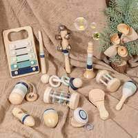 FSC Custom Orff Wooden Musical Instrument Set 12 Piece Montessori Wood Rattle Infant Wooden Musical Sensory Toys for Toddlers