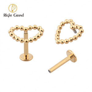 Implantaat Kwaliteit Titanium Astm F136 Kralen Holle Hartvorm Tragus Piercing Studs - Product Image 1