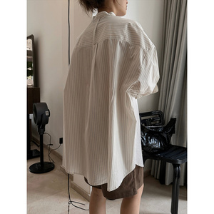 Nuova <span class=keywords><strong>camicia</strong></span> a righe senza colletto minimalista in <span class=keywords><strong>stile</strong></span> <span class=keywords><strong>giapponese</strong></span> primaverile, comoda camicetta snellente da donna - Product Image 2