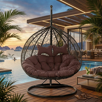 Fauteuil suspendu double surdimensionné en forme d'œuf avec support, chaise balançoire en osier résistante aux intempéries, mobilier de salon pour hôtel
