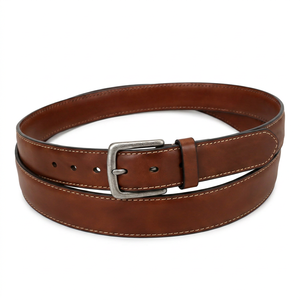 Ceinture décontractée en cuir de vachette véritable Heritage, boucle carrée en alliage, broderie artisanale, largeur 35 mm, longueur personnalisable - Product Image 1