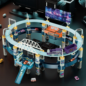 Model Train railway Cars Play set Toy Garage Tow Truck Powered Elevator Car Repair Station rampa a spirale - Product Image 2
