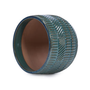 Juego de 3 Macetas de Cerámica Ecológicas de Estilo Americano, Color Azul Marino Antiguo, Hechas a Mano, con Esmalte Verde Oscuro - Product Image 5