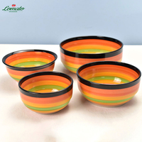 Passe au lave-vaisselle en stock pas cher 7 8 9 10 pouces céramique grès peinture à la main peint à la main arc-en-ciel salade soupe bols de riz