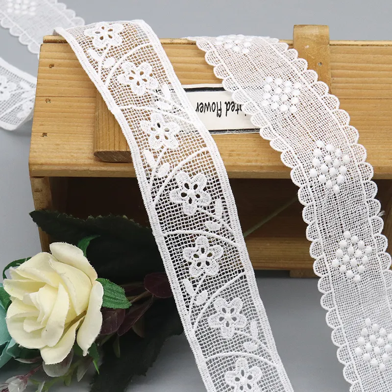 Hot selling vintage 100% polyester white water soluble lace luxury DIY lace edge for garment