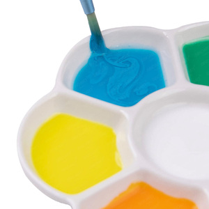 SINOART 7 puits 15cm de diamètre <span class=keywords><strong>Palette</strong></span> en céramique plateau de mélange de fleurs en porcelaine avec <span class=keywords><strong>palette</strong></span> de choix de l'artiste de peinture aquarelle acrylique - Product Image 4