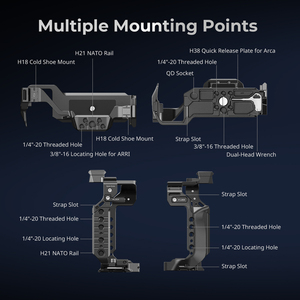 กรงอะลูมิเนียมอัลลอยสำหรับ <span class=keywords><strong>LUMIX</strong></span> <span class=keywords><strong>S1R</strong></span> II/S5 i/ S5 iix/ G9 II ออกอย่างรวดเร็วราง NATO ARCA-BOTTOM - Product Image 4