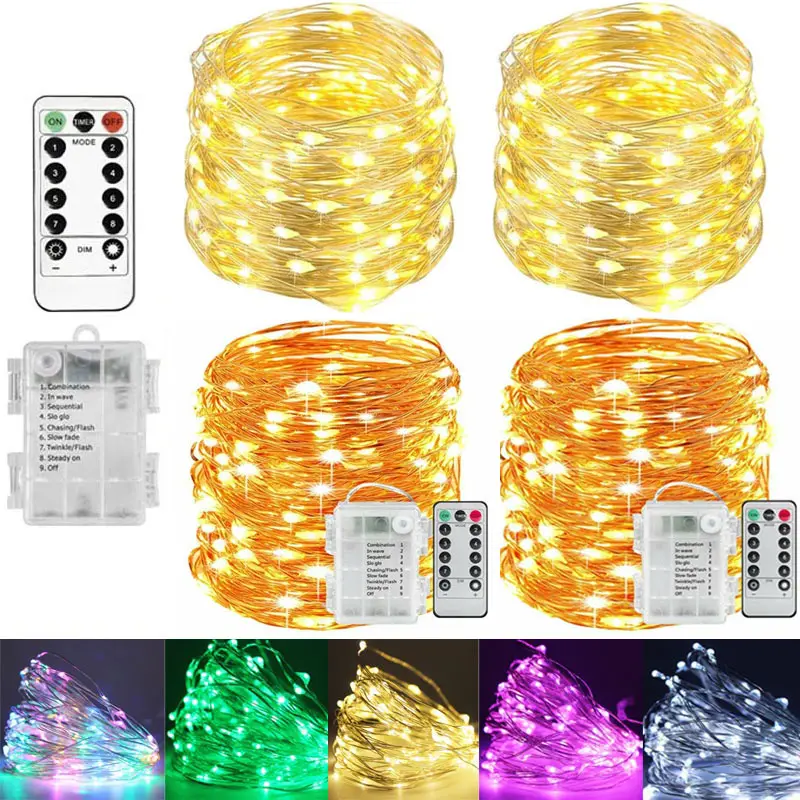 1M-10M 8 Modes Waterproof Battery Powered With Remote Star Fairy Lights Personalized Christmas LED String Lights Wholesale