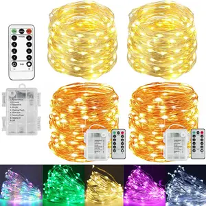 Guirlande lumineuse étanche à lumière LED, fonctionnement à piles, 1M — 10M, 8 Modes, avec télécommande, féerique, étoile, personnalisé, pour noël, vente en gros