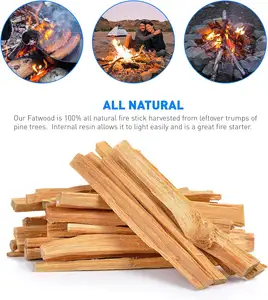 Pemantik api pinus untuk berkemah stik BBQ perapian kayu pelet kompor arang kembang api kayu 100% alami 10LB Fatwood