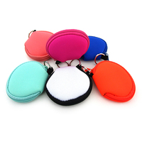 Portefeuille en néoprène de forme mignonne, couleur bonbon personnalisée, pochette pour écouteurs, mini porte-monnaie avec anneau