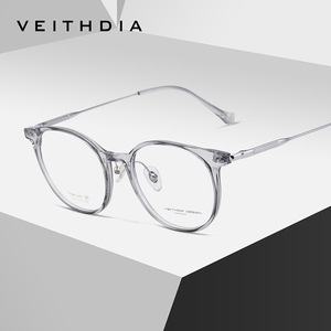 Veithdia Transparent Round Optical Eyeglasses <b>Frame</b> Pure Titanium Unisex Full-<b>Frame</b> Blue Light Protection - Product Image 1