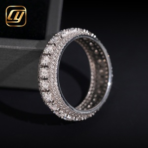Anillo de Cadena Cubana con Micro Pavé de Diamantes Cultivados en Laboratorio, Anillo de Plata Estilo Hip Hop, Joyería de Fiesta para Hombre - Product Image 3