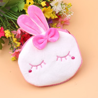 Porte-clés en tissu peluche dessin animé version coréenne, mignon porte-monnaie et petit portefeuille, sac à clés pour femme, impression numérique, vente en gros, cadeau