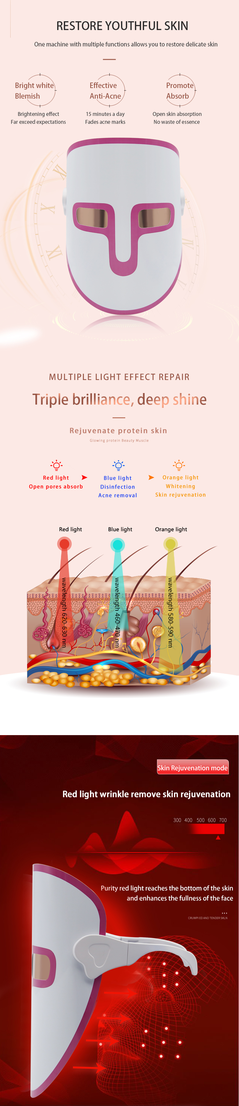 Hot Sell New Custom Electrical Oxygen Anti Aging Skin Care Facial Near-Infrared Led Light Face Mask