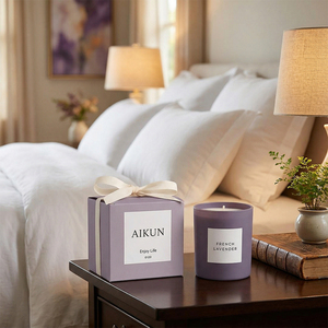 เทียนหอมเซรามิกเนื้อแมท AIKUN แบบเทด้วยมือ บรรจุในภาชนะสำหรับแบรนด์ส่วนตัว เหมาะสำหรับใช้ในบ้านหรือล็อบบี้โรงแรม - Product Image 1