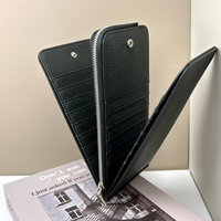 Dompet panjang pria, kulit PU serat karbon, tas Slot kartu Multi, kapasitas besar, dompet sederhana, tempat kartu