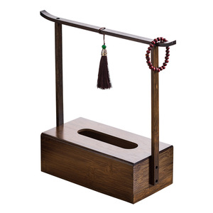 Boîte à mouchoirs en bambou de style rétro chinois avec décorations en pompon pour salons de thé et maisons - Product Image 5