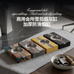 Lu Ban Cigar Ashtray Wooden Metal Inlay For Bar Club Use 1pc - Product Image 2