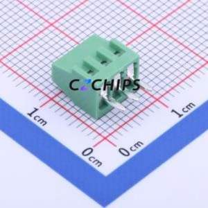 VN03A1500000G Screw Terminal Block Through hole Component (THT),P=2.54mm Connector 1x3P 2.54mm Green Through Hole - Product Image 2
