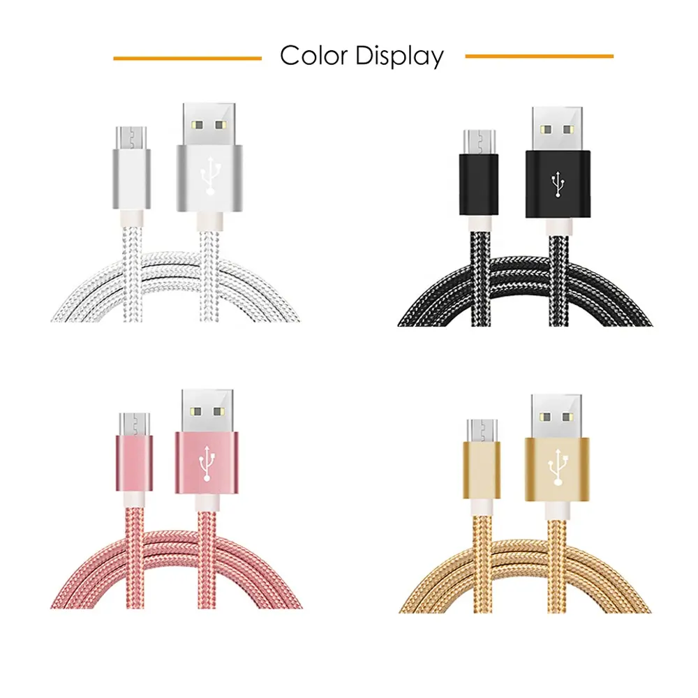 Nylon Braided 3.3ft/1m High Speed 2.0 USB to Micro USB Charging Cord Fast Charger For Samsung S2/S3/S4/S5/S6/S7/A5 2016/J5/J7/J8