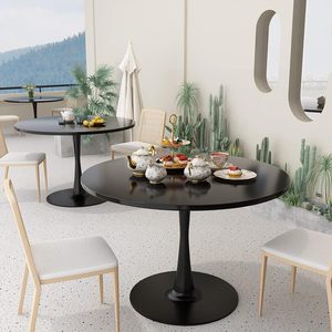 Jixing Wholesale Black Round 42.1" Dining <strong>Table</strong> With MDF Top and Pedestal Base <strong>Tulip</strong> Mid-century Leisure Dining <strong>Table</strong> - Product Image 3
