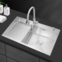 HONGDEC Gebürstetes Nickel Edelstahl Waschbecken Einzelwaschbecken für Küche, Waschküche und Waschraum