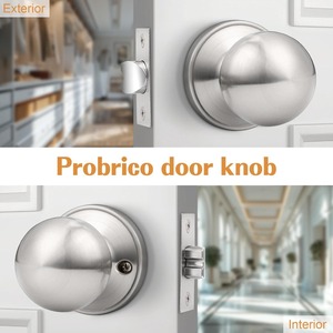 Probrico Maniglie per Porte Interne Rotonde in Nichel Spazzolato, per Corridoio e Armadio, Serratura Senza Chiave, Confezione da 10 - Product Image 3