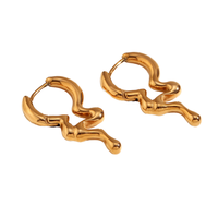 Gaovo Boucles d'oreilles créoles en acier inoxydable 316L plaqué or PVD 18K, épaisses, creuses, géométriques, bijoux d'oreille tendance pour femme