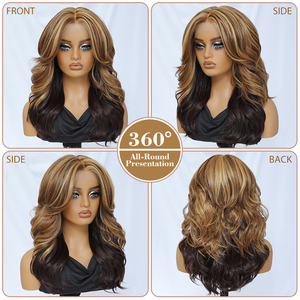 Mật Độ Cao Pháp Lọn Tóc Ombre Pre Ngắt Thụy Sĩ HD Trong Suốt Phía Trước Tóc Lỏng Xoăn Cơ Thể Sóng Tổng Hợp Ren Phía Trước Tóc Giả - Product Image 3