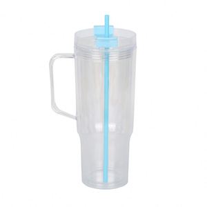Vaso de Plástico Transparente Personalizable de 40 oz, de Gran Capacidad, Portátil para Auto, con Asa, Simple, para Exteriores, con Pajita - Product Image 1