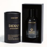 Flacons pulvérisateurs à brume fine rechargeables, emballage cosmétique, 30 ml, 50 ml, flacon de parfum noir en verre, conteneur de 100 ml avec boîte
