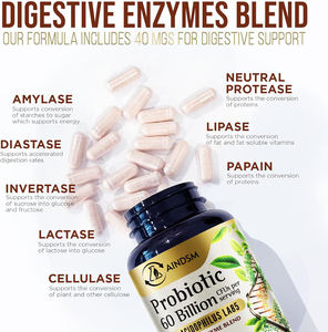 Capsules de probiotiques bien conçues, capsules de lactobacilles, santé digestive, prébiotiques et probiotiques, capsules de soutien immunitaire - Product Image 6