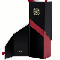 Boîte cadeau pliable écologique pour vin avec poignée, logo personnalisé, emballage haut de gamme à couvercle rabattable pour vin et champagne, OEM ODM