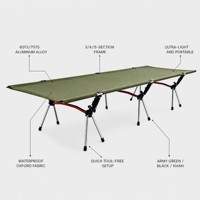 Lit de camping pliable en alliage d'aluminium 6013 7075, ultraléger, cadre en 3 ou 4 sections, lit de camping, randonnée en plein air, plage, OEM, vente en gros, sur mesure