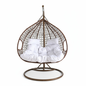Letsgo-<span class=keywords><strong>Columpio</strong></span> de mimbre moderno para jardín, silla colgante con asiento de cojín impermeable para 2 personas - Product Image 5