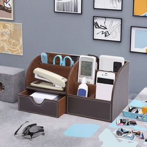 Ensemble de bureau en cuir PU haut de gamme YIXIN, porte-cartes de visite, porte-stylos, porte-crayons, boîte de rangement pour téléphone portable, papeterie, accessoires de bureau - Product Image 3