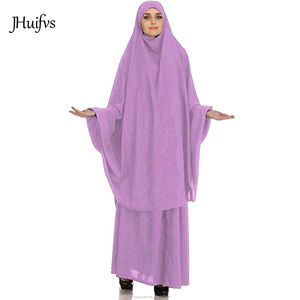 2020 Latest Design Solid Color Stretchy Two Piece Muslim <strong>Prayer</strong> Abaya Dress Long Hijab Islamic <strong>Clothes</strong> - Product Image 4