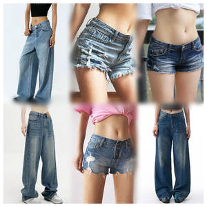 Nouvel arrivage de jeans droits taille haute respirants et amples pour femmes pantalons en denim à jambes larges décoration à boutons légers et décontractés - Product Image 4
