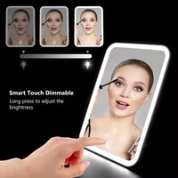 Miroir de maquillage LED rechargeable miroir compact debout à la main miroir de beauté cosmétique portable avec lumières