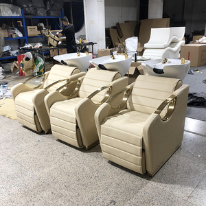 Fauteuil de lavage moderne en cuir PU inclinable pour salon de coiffure avec bassin en céramique et station de lavage électrique pour équipement de salon de beauté - Product Image 4