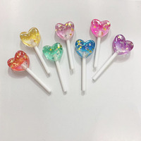 Breloques en résine transparentes 48 mm en forme d'étoile et de cœur à paillettes pour bijoux, porte-clés, slime, poupées, jouets, coques de téléphone, artisanat DIY et décoration