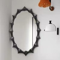 Miroirs de salle de bain ovales irréguliers en bois 50x70cm, miroirs muraux décoratifs cosmétiques haut de gamme, vente en gros, dropshipping DDP