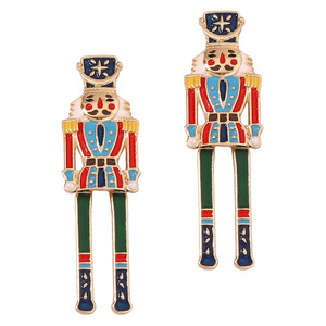 Alla moda stile individuale cartone animato lo <span class=keywords><strong>schiaccianoci</strong></span> in lega di zirconi orecchini a bottone piccolo soldato ciondolo orecchio - Product Image 2