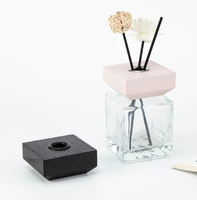 Bouteille vide carrée pour diffuseur à bâtonnets avec bouchon en bois, noire, pour eau aromatique concentrée, 100ML 200ML 500ML