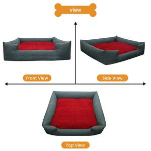 Lit rectangulaire réversible écologique pour chien et chat, lit respirant pour animaux de compagnie avec tissu en toile résistant à la mastication à motif solide - Product Image 4