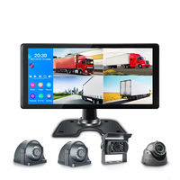 Monitor IPS de 10.36 Pulgadas con Pantalla Cuádruple, Cámara con Visión de 360 Grados, Grabación en Bucle con Tarjeta SD y USB para Auto/Camión/Autobús (1080p HD)