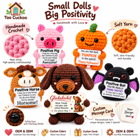 Ornements de poupées en fil de coton crochetés à la main, animaux mignons à énergie positive (Cheval, Football, Chauve-souris), parfaits pour le commerce transfrontalier