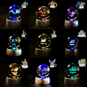 Playable 3D Crystal <b>Ball</b> 5CM Plkachu Crystal Glass PokeyMon <b>Ball</b> Pokeball Figure Night Light up LED <b>Lamp</b> With Base Gift GIRL TOY - Product Image 6