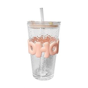 Gobelet en verre à nœud papillon, grande capacité, anti-fuite, résistant aux hautes températures, isolé, pour jus de bureau avec paille - Product Image 5